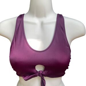 VS PINK Swim Top S Purple Plum Front Knot Bow Bikini Bralette Y2K Coquette
